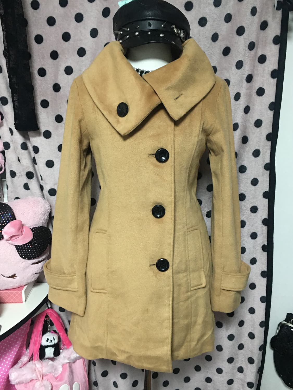 라떼갸루 초코 연브라운 벌룬카라 코트 상품이미지1