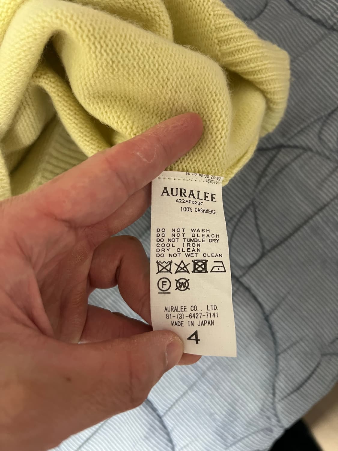 오라리 캐시미어 니트 라이트 옐로우 상품이미지4