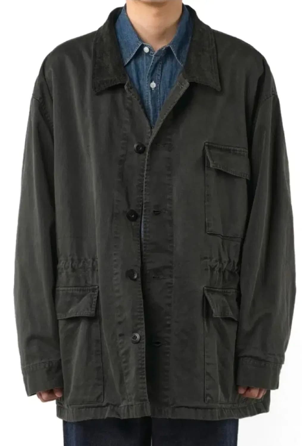 [3,L] 이얼즈어고 페이디드 코튼 드릴 밀자켓 오버다이드 카키 상품이미지1