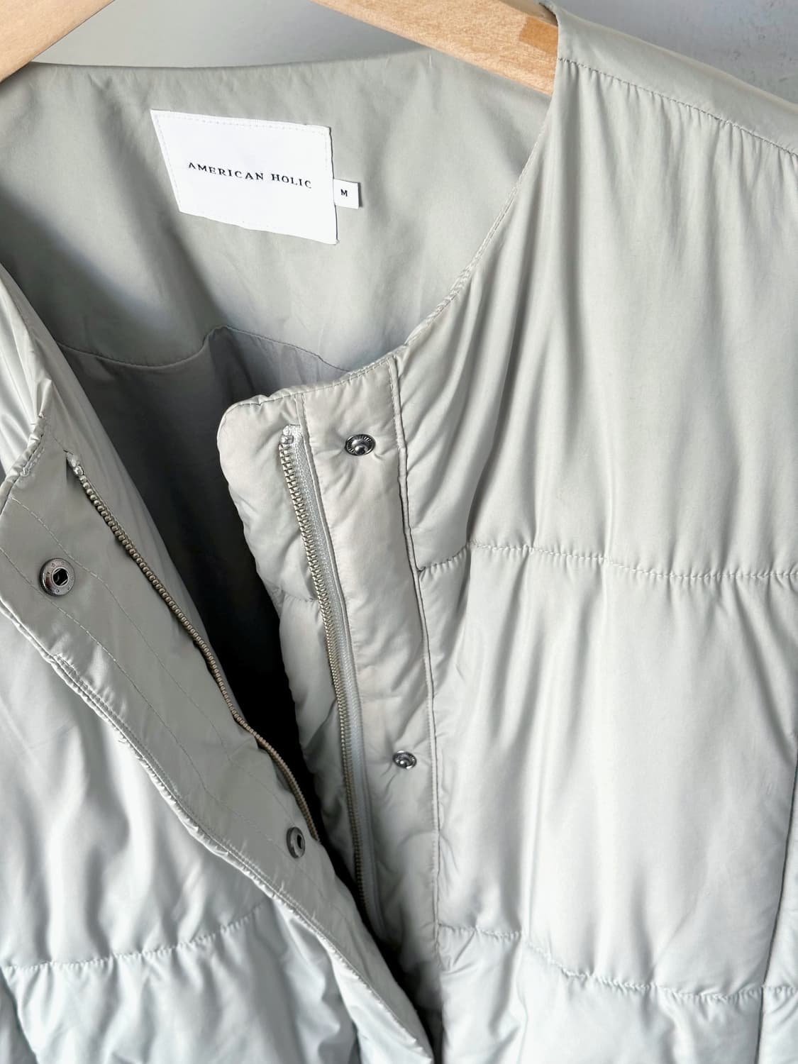 Padded design crew neck over parka 상품이미지6