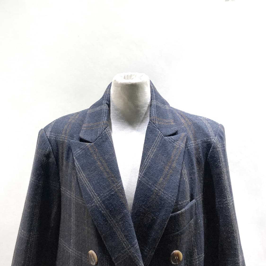 LA VIE 9 여성 체크 모직 더블 롱코트 F 상품이미지2