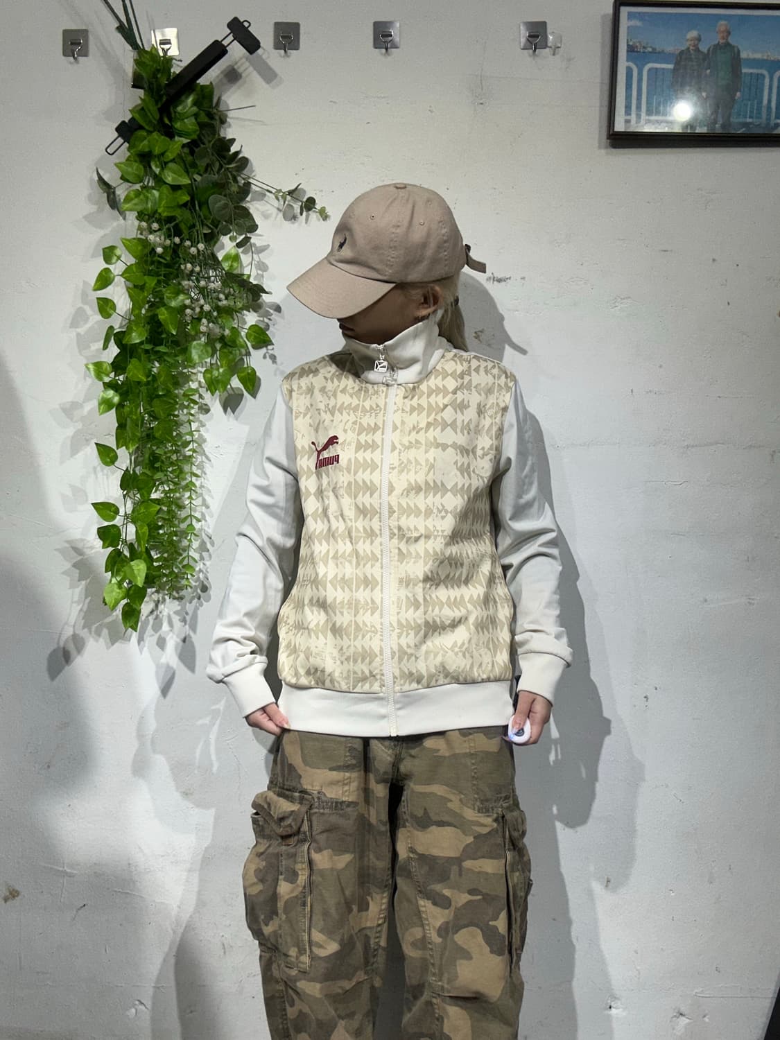 푸마 아이보리 패턴 트랙탑 져지 M 상품이미지2