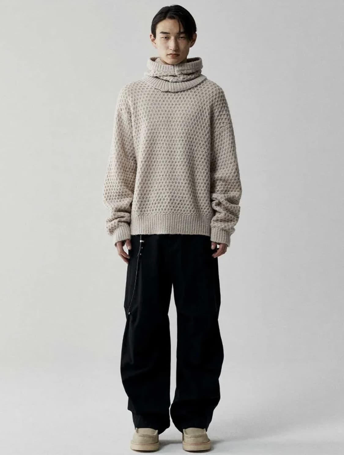 르마드 투톤 와플 울 라운드 니트 스웨터 3 사이즈 상품이미지4