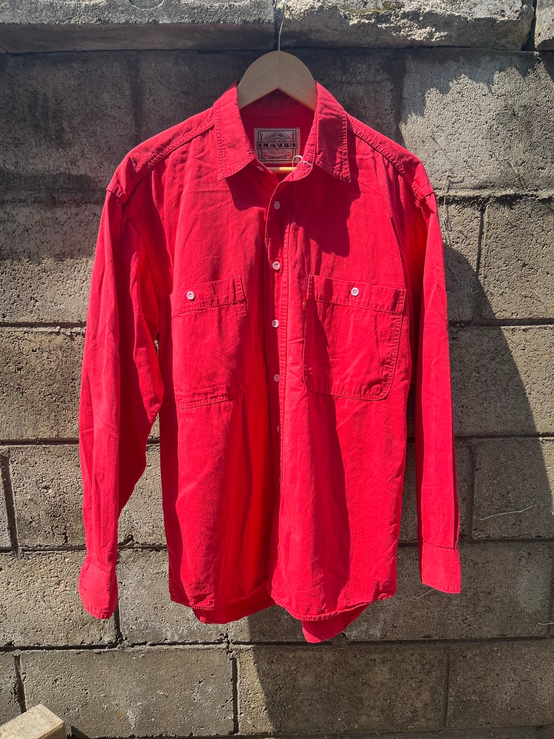 빈티지 Levi’s 레드 컬러 워크 셔츠 M 상품이미지1