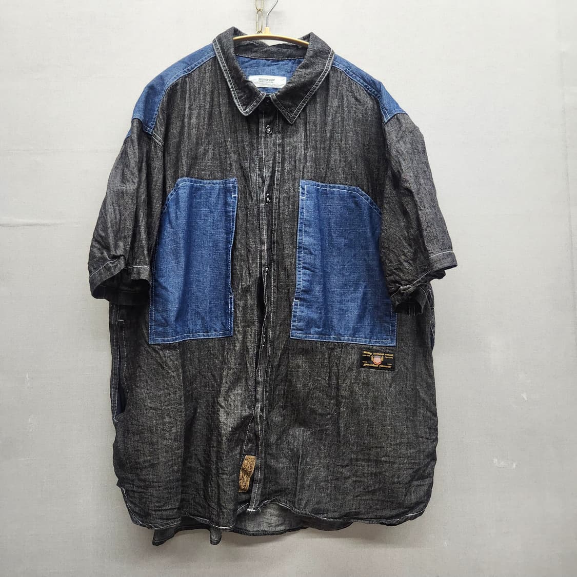모노플로우 아메카지 배색 디테일 반팔 셔츠자켓 L(XL) 상품이미지1
