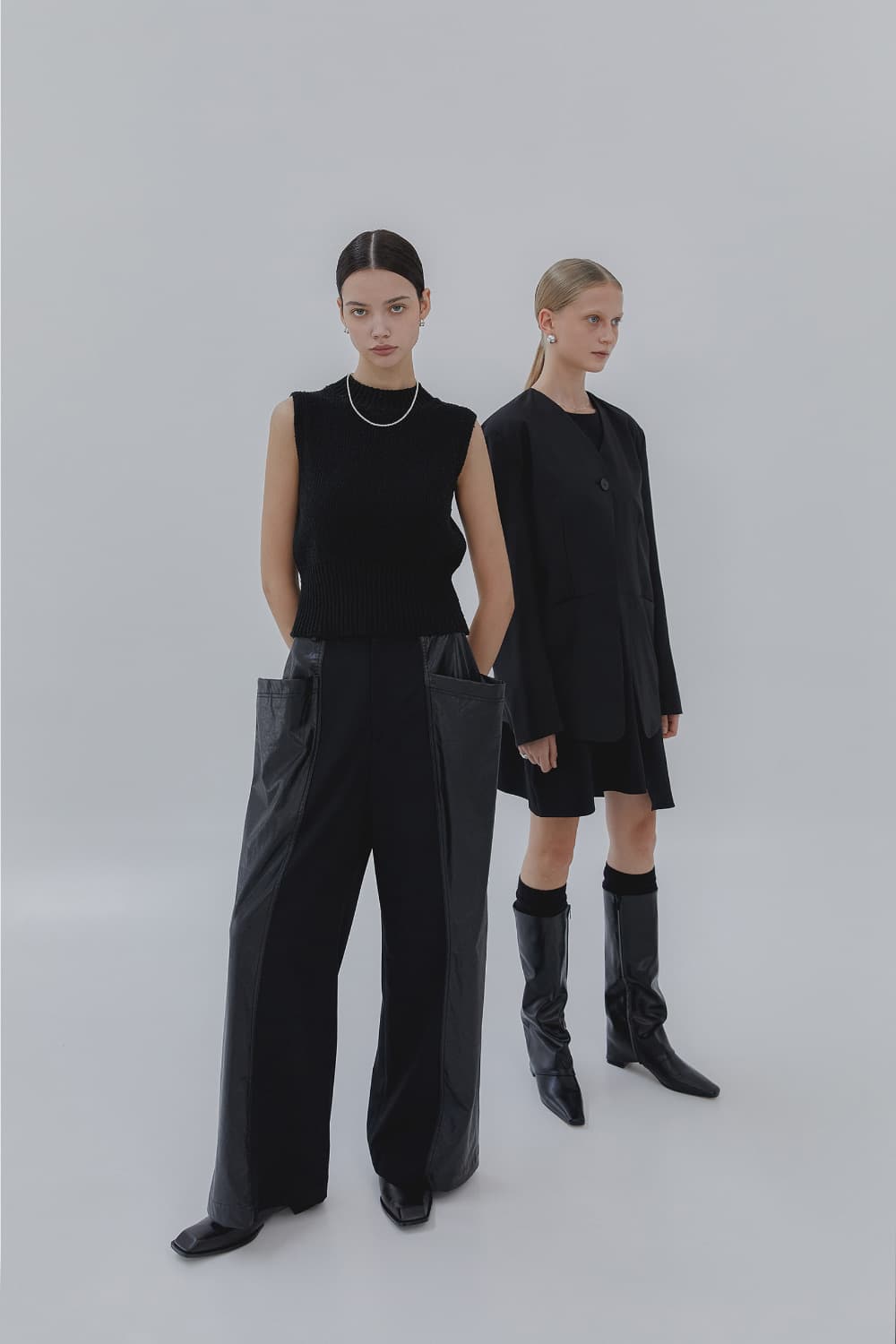 Treeming Cutting Line Faux Leather Pants 상품이미지2