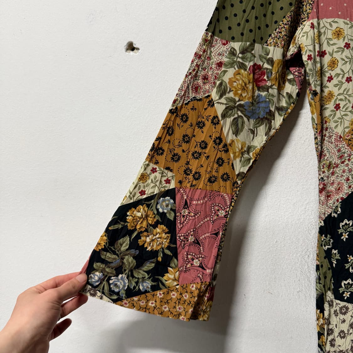 VTG 빈티지 모리 하구미 패치워크 버튼 롱 로브 원피스 상품이미지5