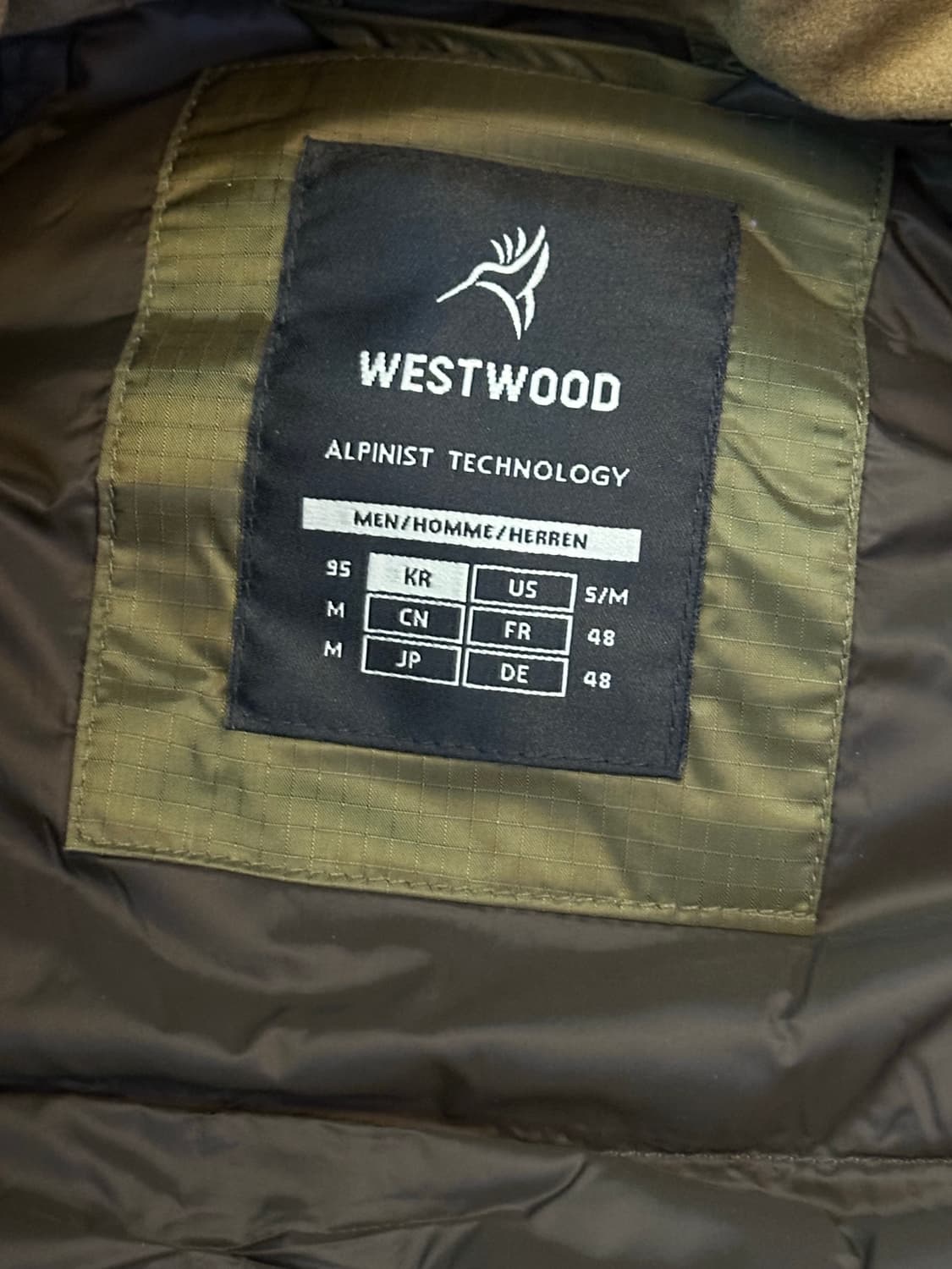 웨스트우드 남성 패딩 95 카키 상품이미지7