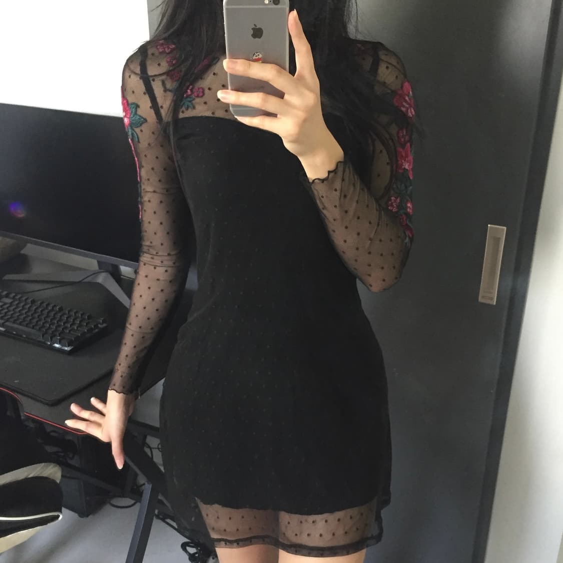 Hollister 히메갸루 고딕 장미 도트 시스루 원피스 상품이미지2