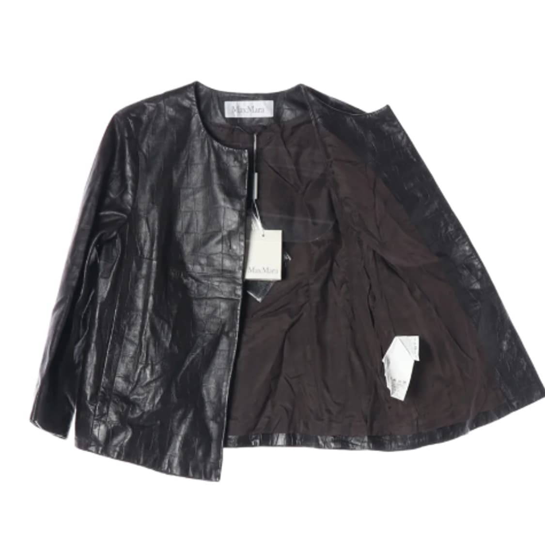 (새상품)[XS]막스마라 송아지가죽 노카라 레더 가죽 자켓 셋업 재킷 상품이미지2