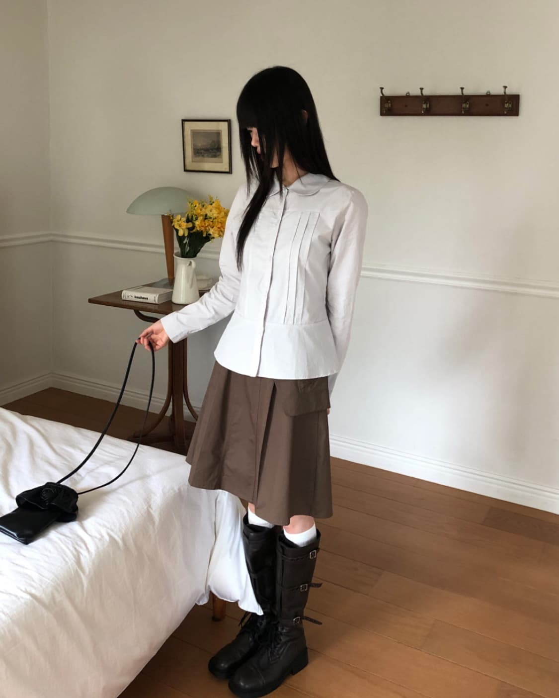 핀턱 버튼 긴팔 셔츠 그레이 상품이미지3