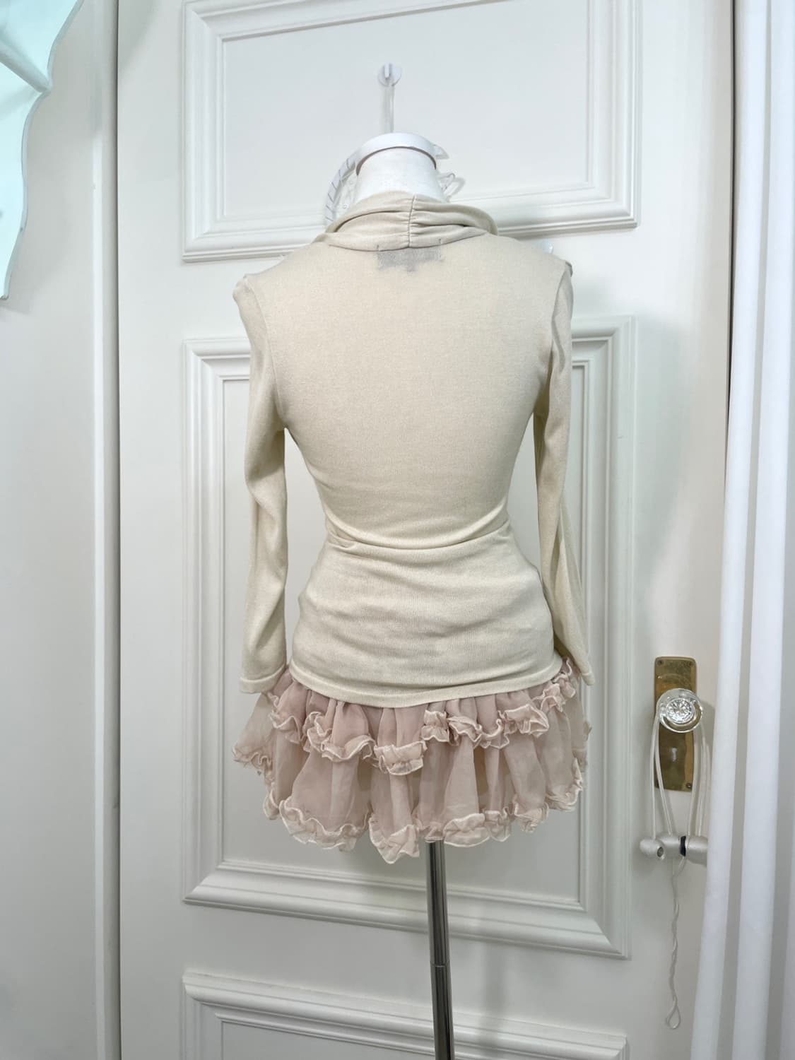 beige twist point glittet knit top 상품이미지3