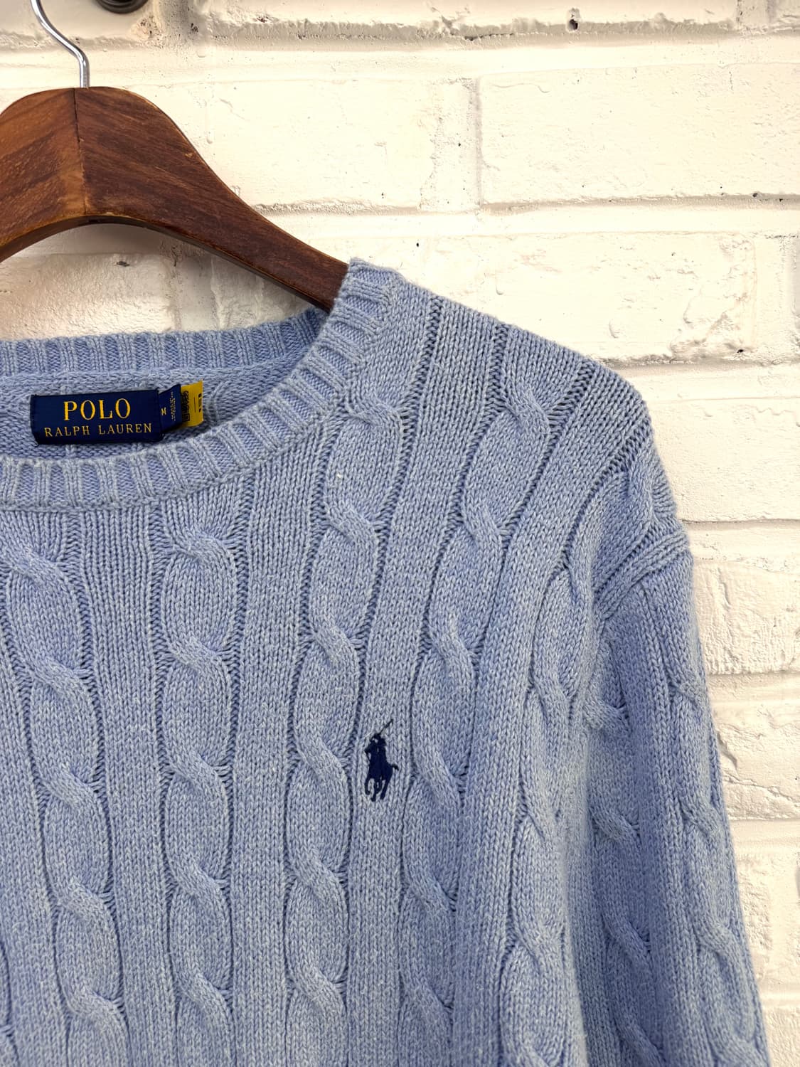 폴로 스카이블루 케이블 니트 상품이미지4