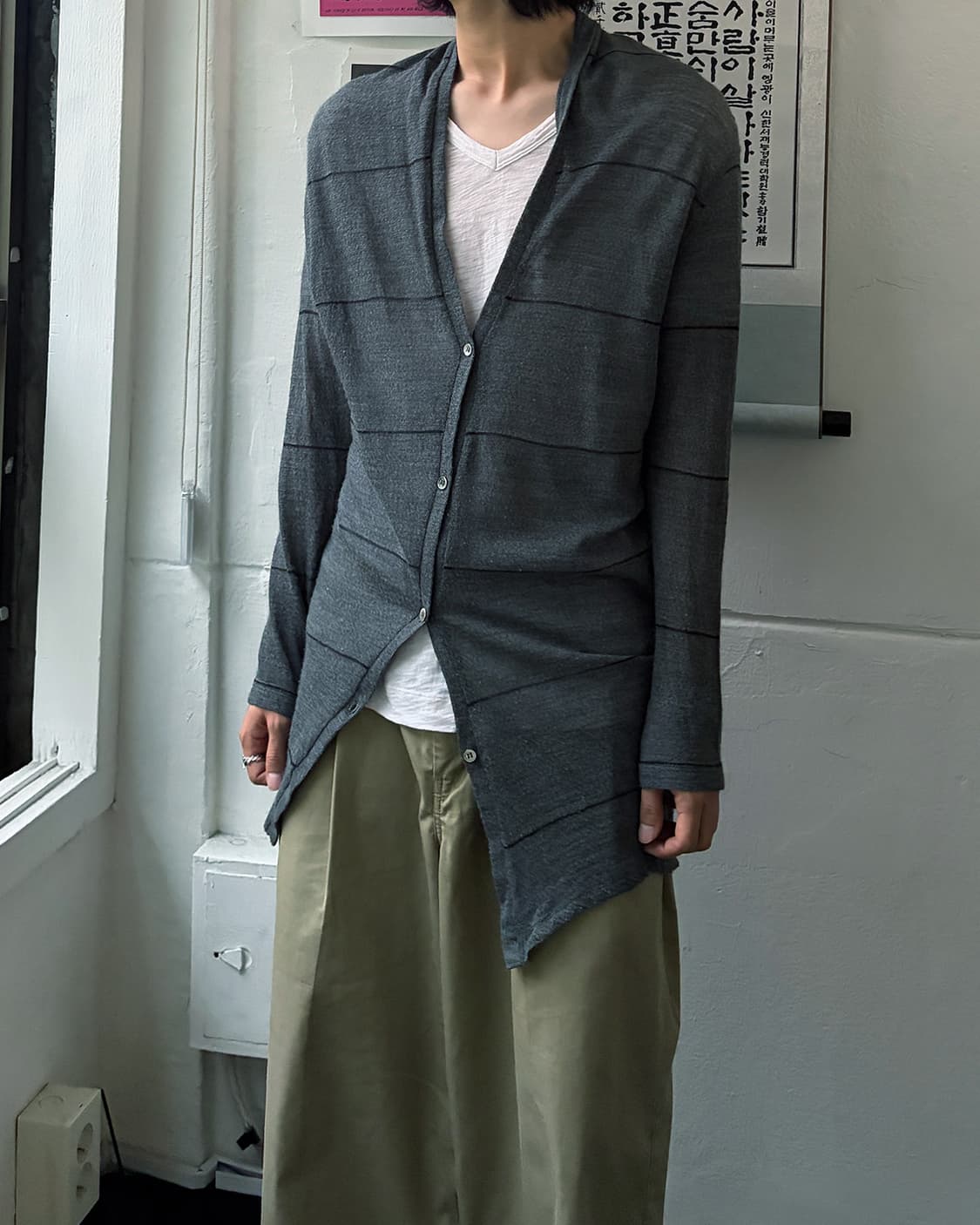빈티지 그레이 도트 가디건 상품이미지2