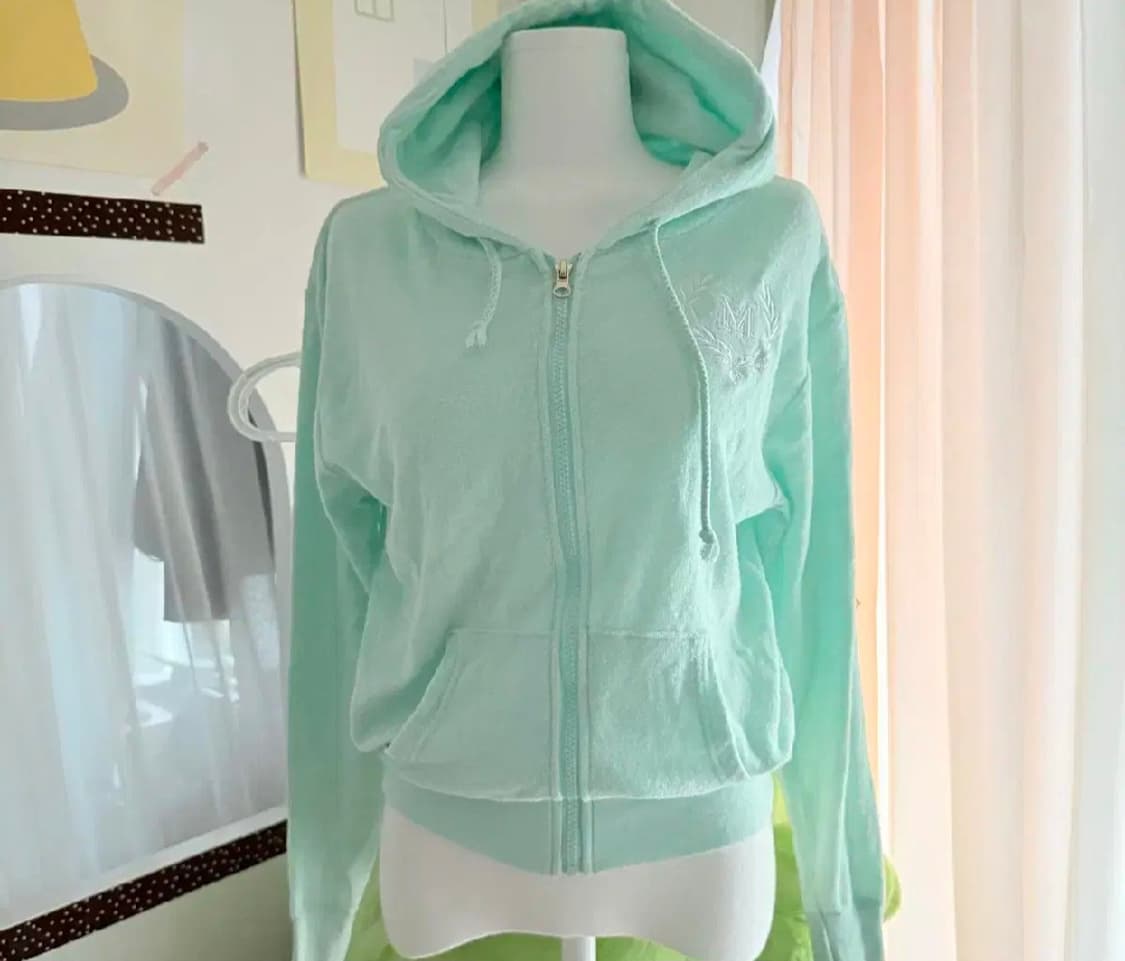 여쿨라 민트색 애플민트 후드집업 후드티 일본빈티지  상품이미지1