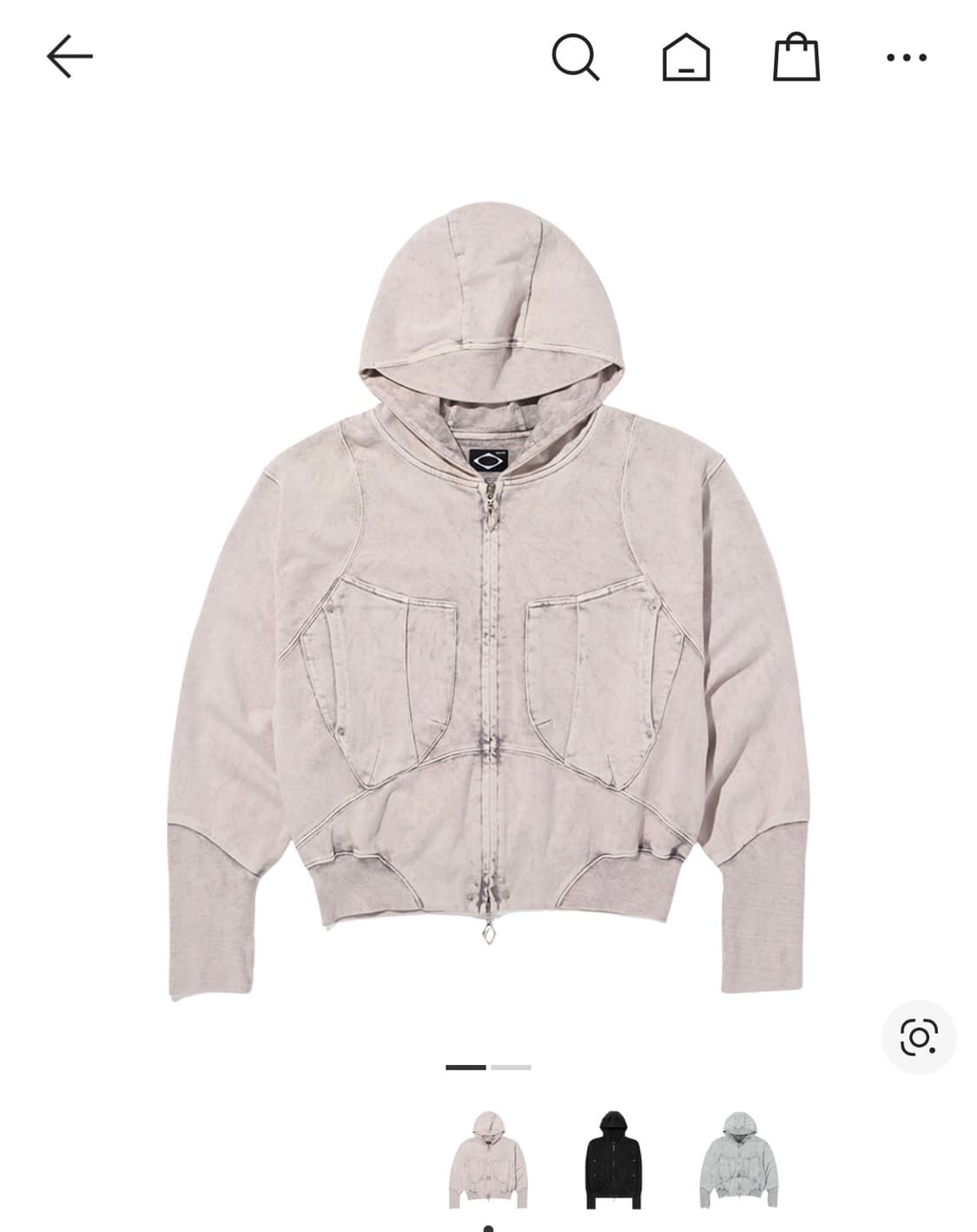 (W) 미스치프 빅 포켓 후드 블리치드 핑크 그레이 상품이미지1