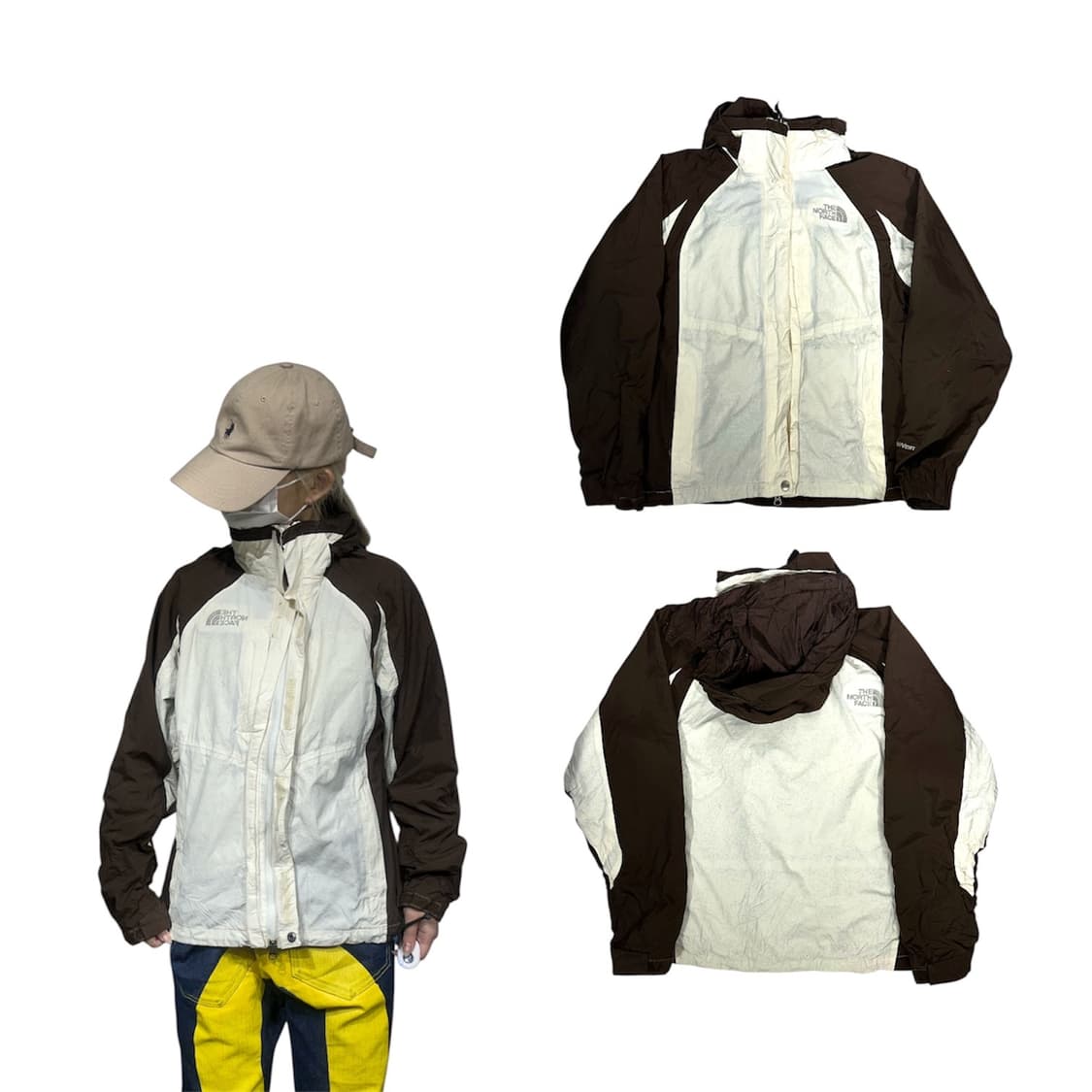 노스 페이스 브라운 아이보리 하이벤트 후드 바람막이 자켓 S 상품이미지1