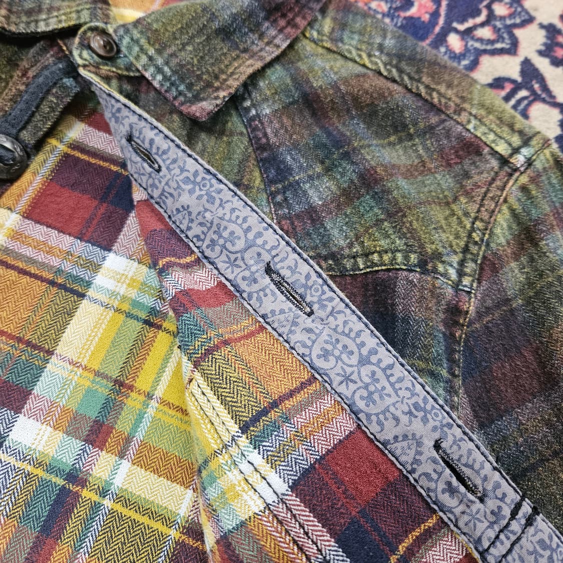 Oil Cake in Japan 빈티지 웨스턴 체크 배색 셔츠 M 상품이미지9