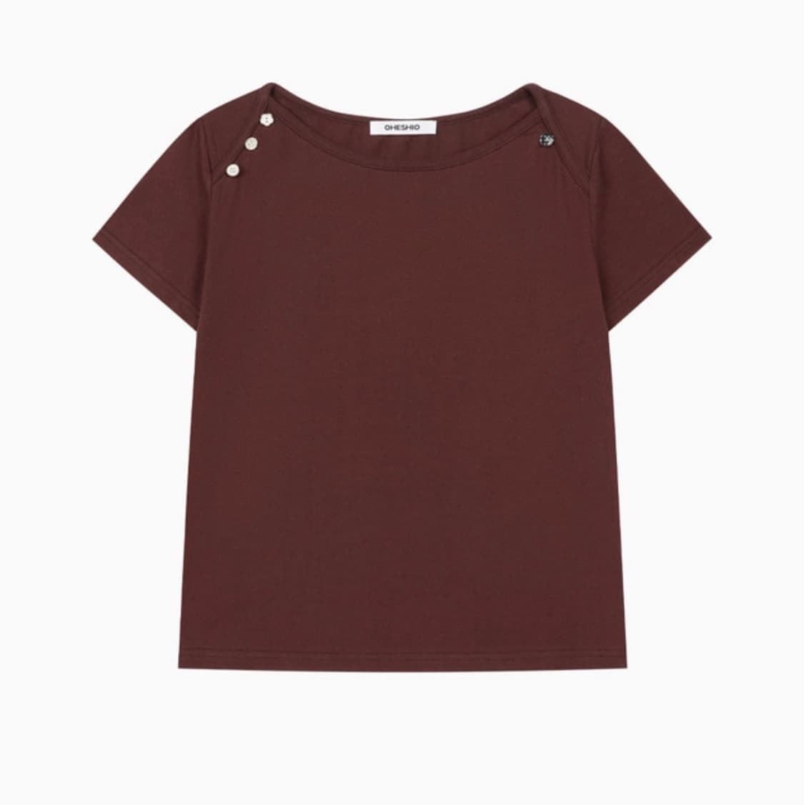 오헤시오 DOT BUTTON T-SHIRT, BURGUNDY 상품이미지1