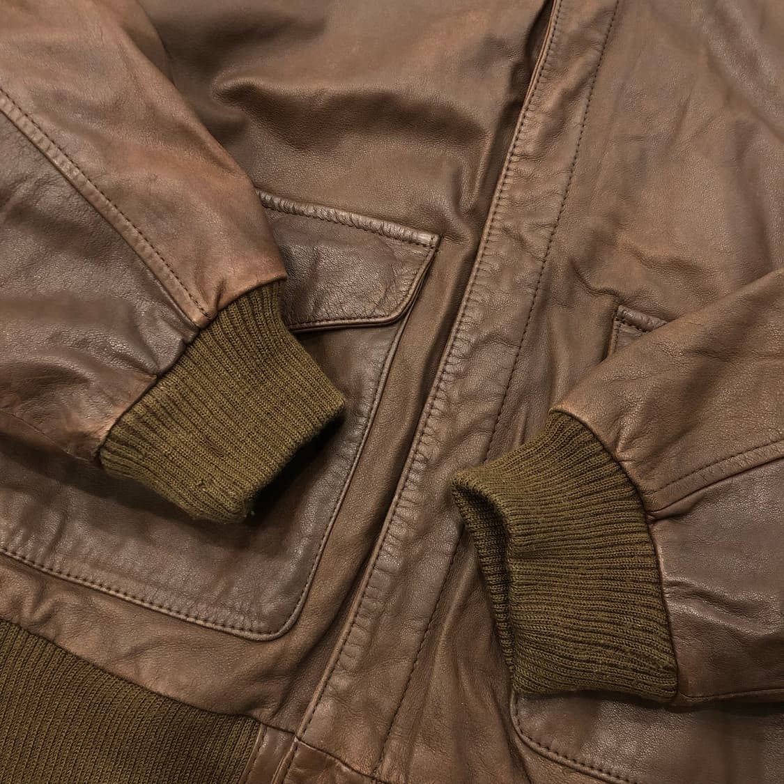 빈티지 리얼레더 브라운 봄버 레더 가죽 자켓 상품이미지3