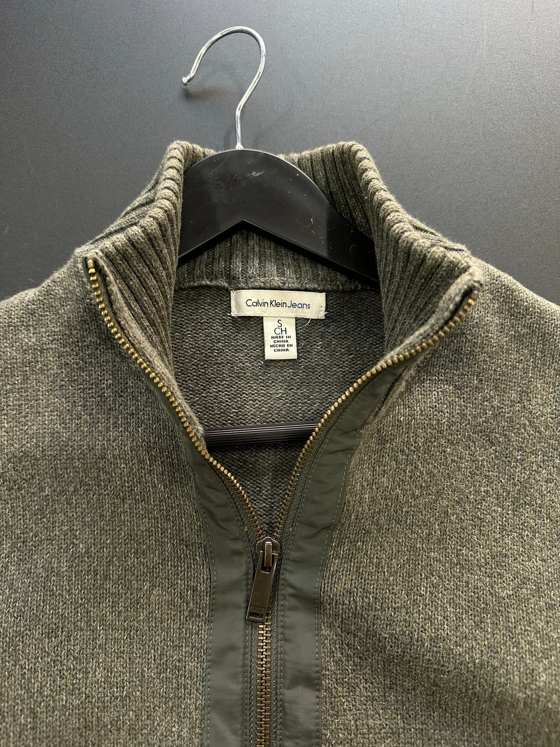 캘빈클라인 니트집업 카키 상품이미지5