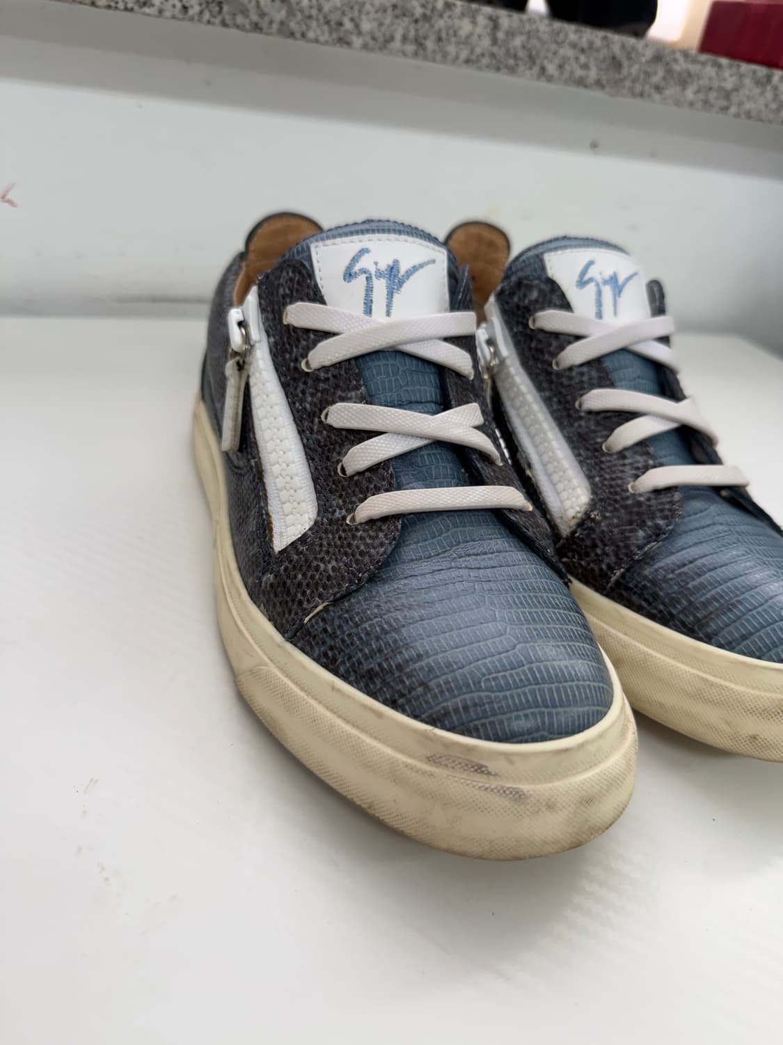 정품) 쥬세페자노티 블루 뱀피 스니커즈 37 상품이미지3