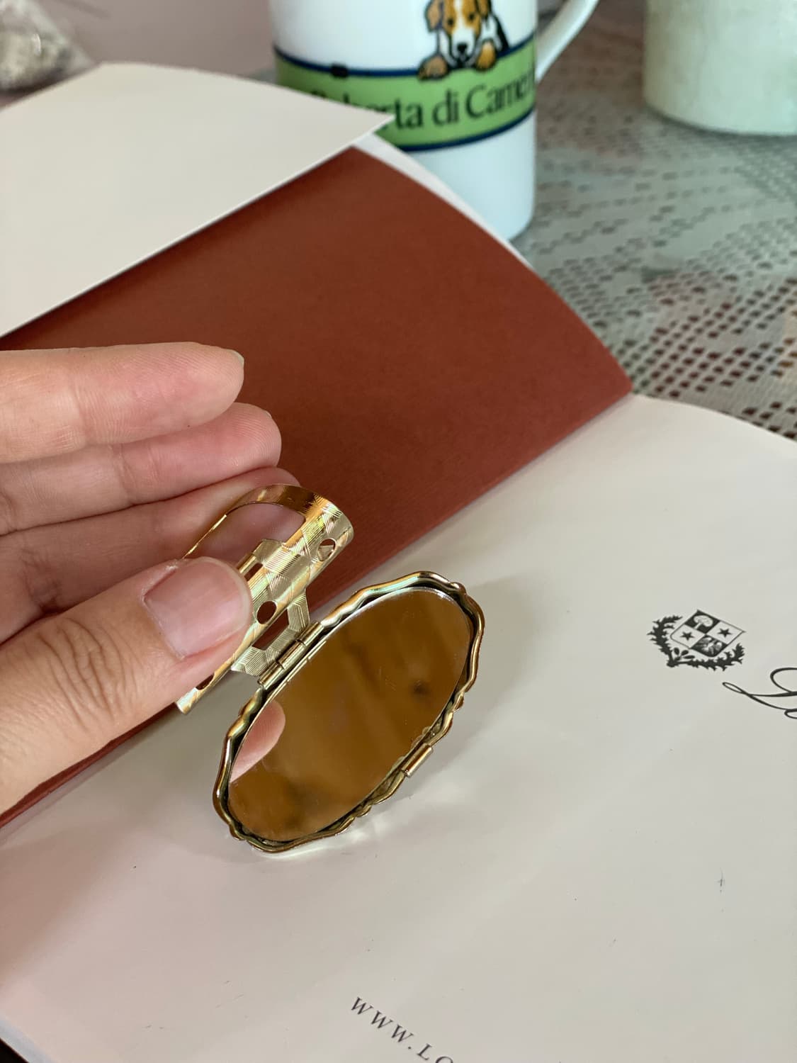 빈티지 도자기 립스틱 거울 홀더 콤팩트  상품이미지3