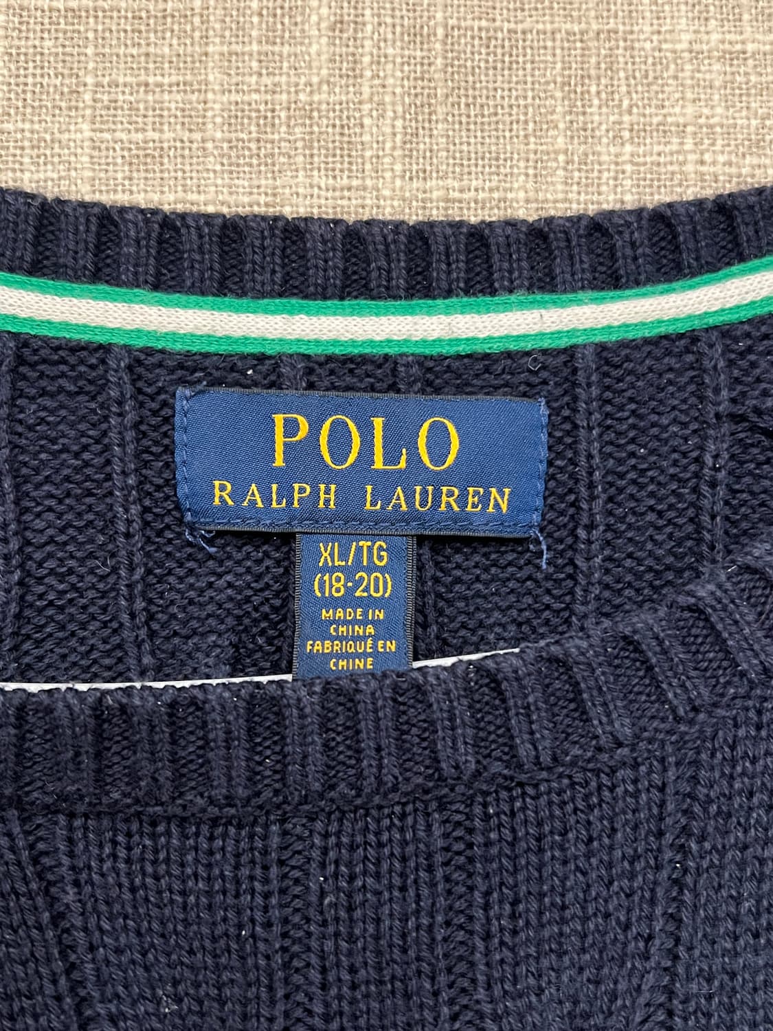 일본 폴로랄프로렌 케이블 꽈배기 니트 M 네이비 상품이미지3