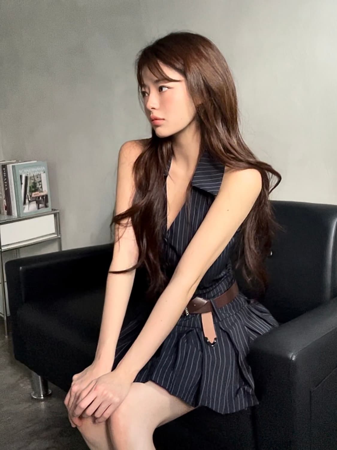 빈티지 스트라이프 홀터넥 원피스 (+벨트 세트) vintage dress 상품이미지4