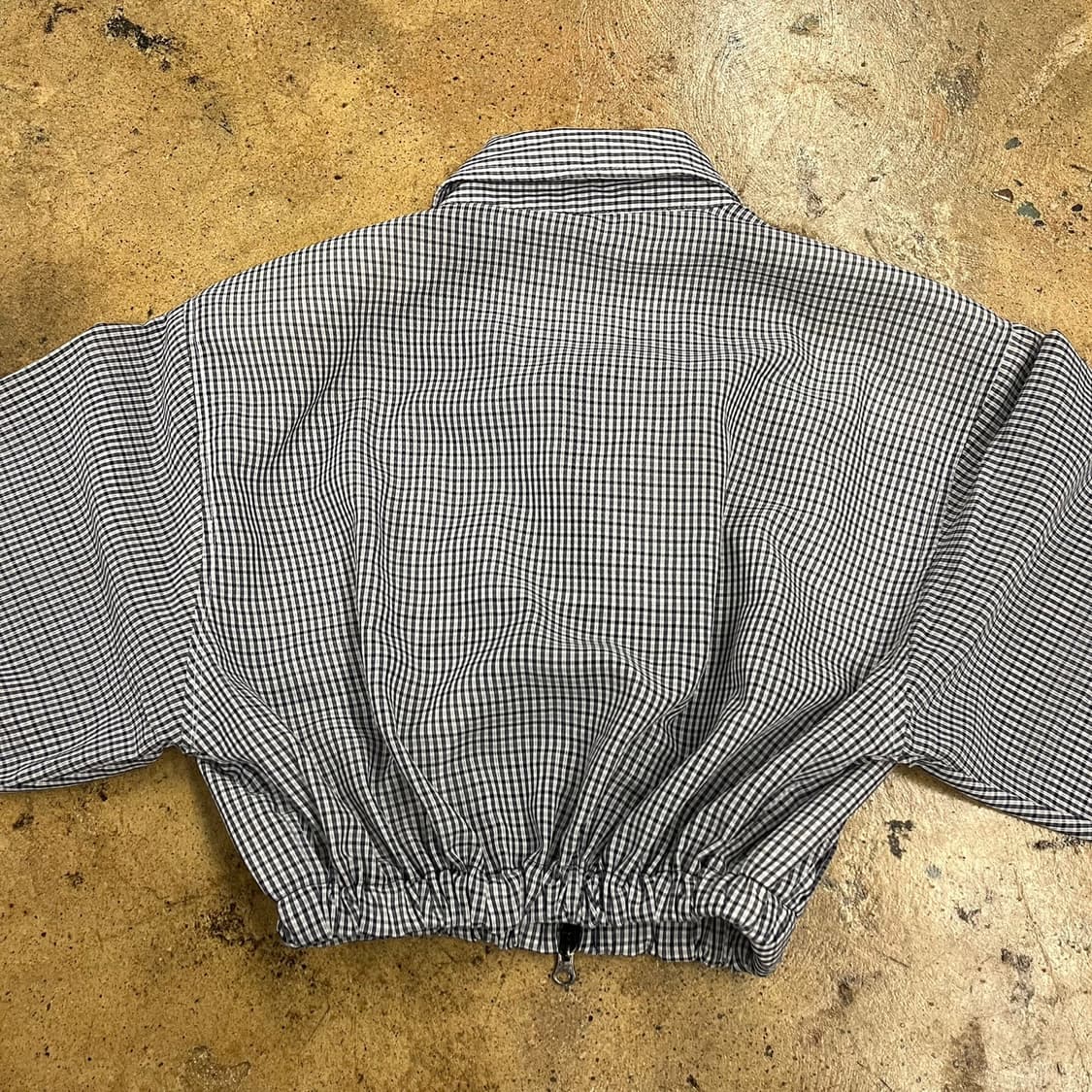 [정품] 입생로랑 깅엄 체크 크롭 블루종 자켓 b17 상품이미지4