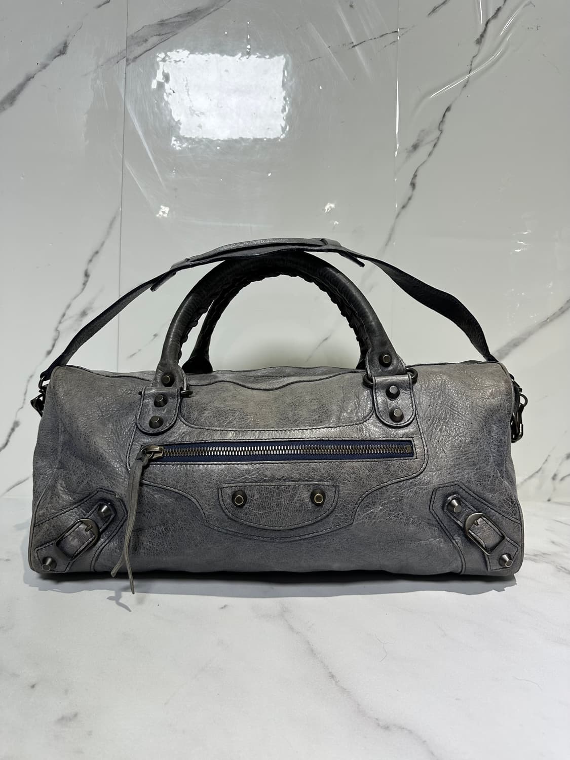 [A 정품] 발렌시아가 시티 모터백 트위기 블루그레이 상품이미지1