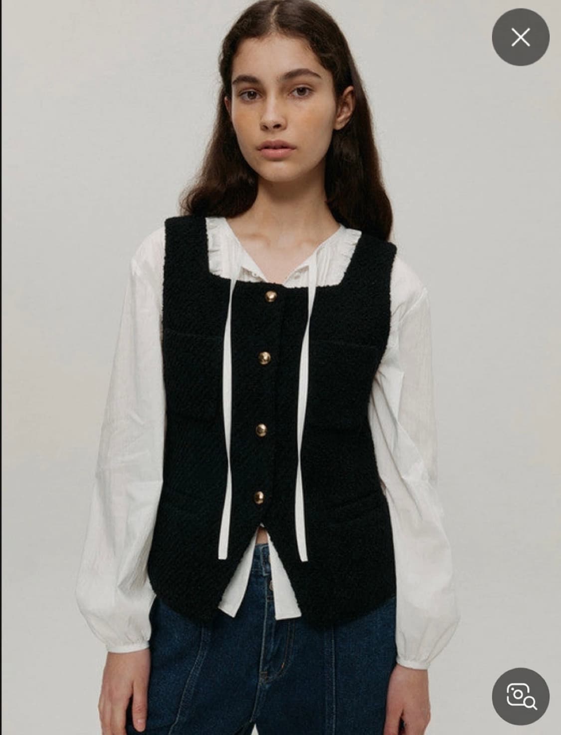 앳코너 스퀘어 네크 트위드 베스트 상품이미지2