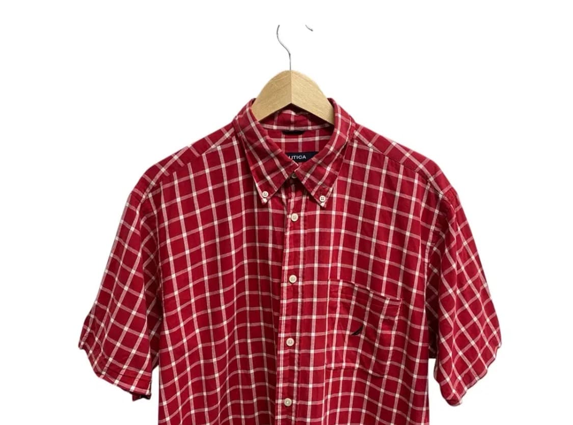 노티카 빈티지 체크 레드 남방 L-XL 상품이미지2