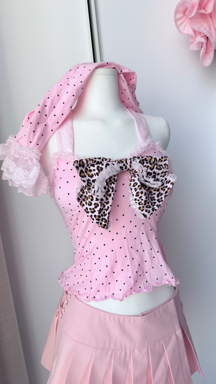 슈슈체리 레오파드프린세스탑 + 하트폴카 워머 세트 상품이미지4