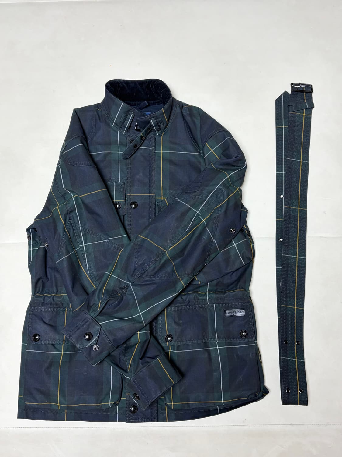 (M) 폴로 랄프로렌 타탄체크 왁스 바이커 벨티드 자켓 상품이미지3