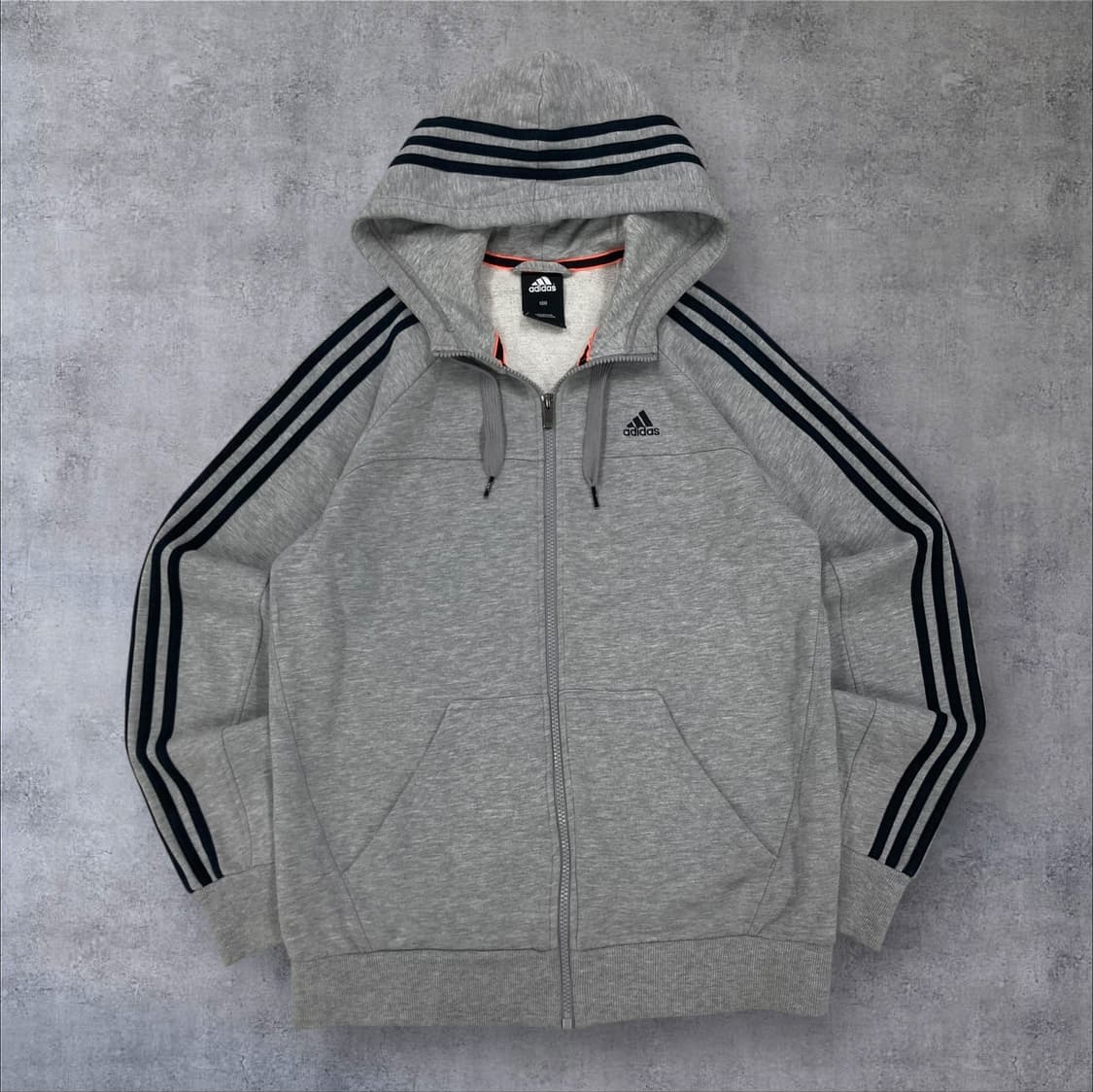 아디다스 스몰 로고 사이드 라인 그레이 후드 집업 상품이미지1
