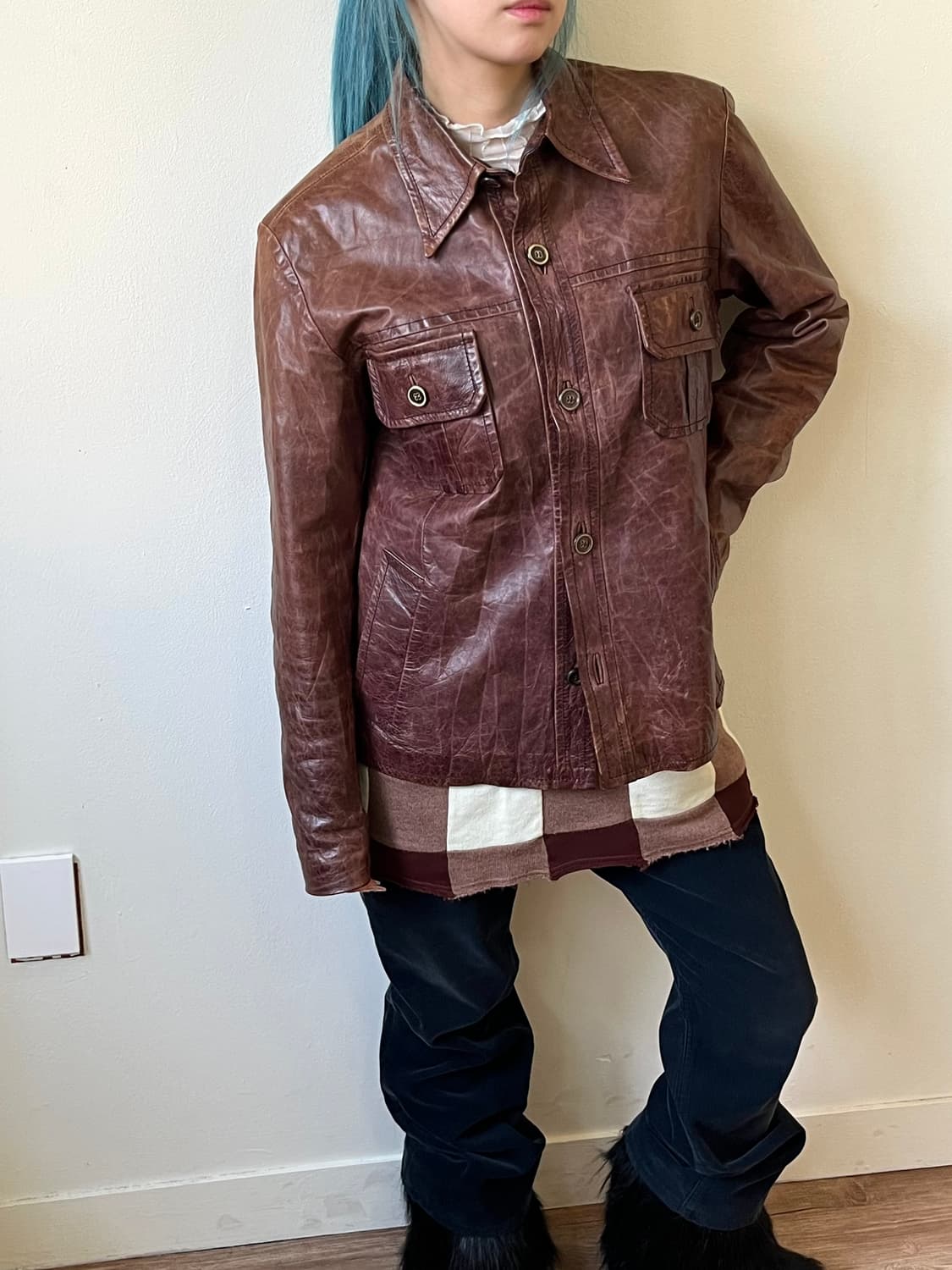 90‘s MARCO 에이징 베라 펠레 레더 자켓 상품이미지5