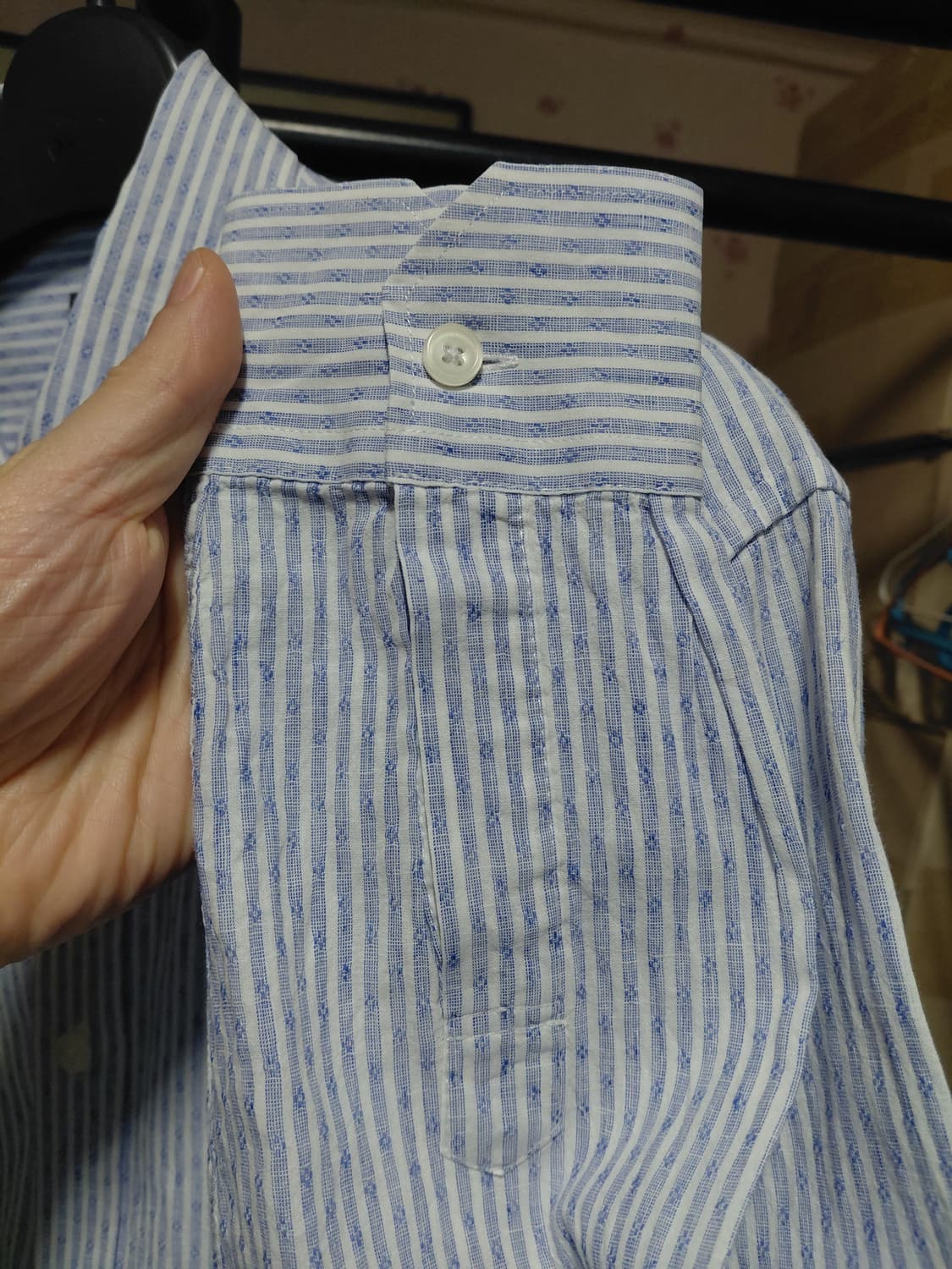 [갤럭시]수젤로 면,마 혼방 블루 도비 스트라이프 셔츠 95 상품이미지8