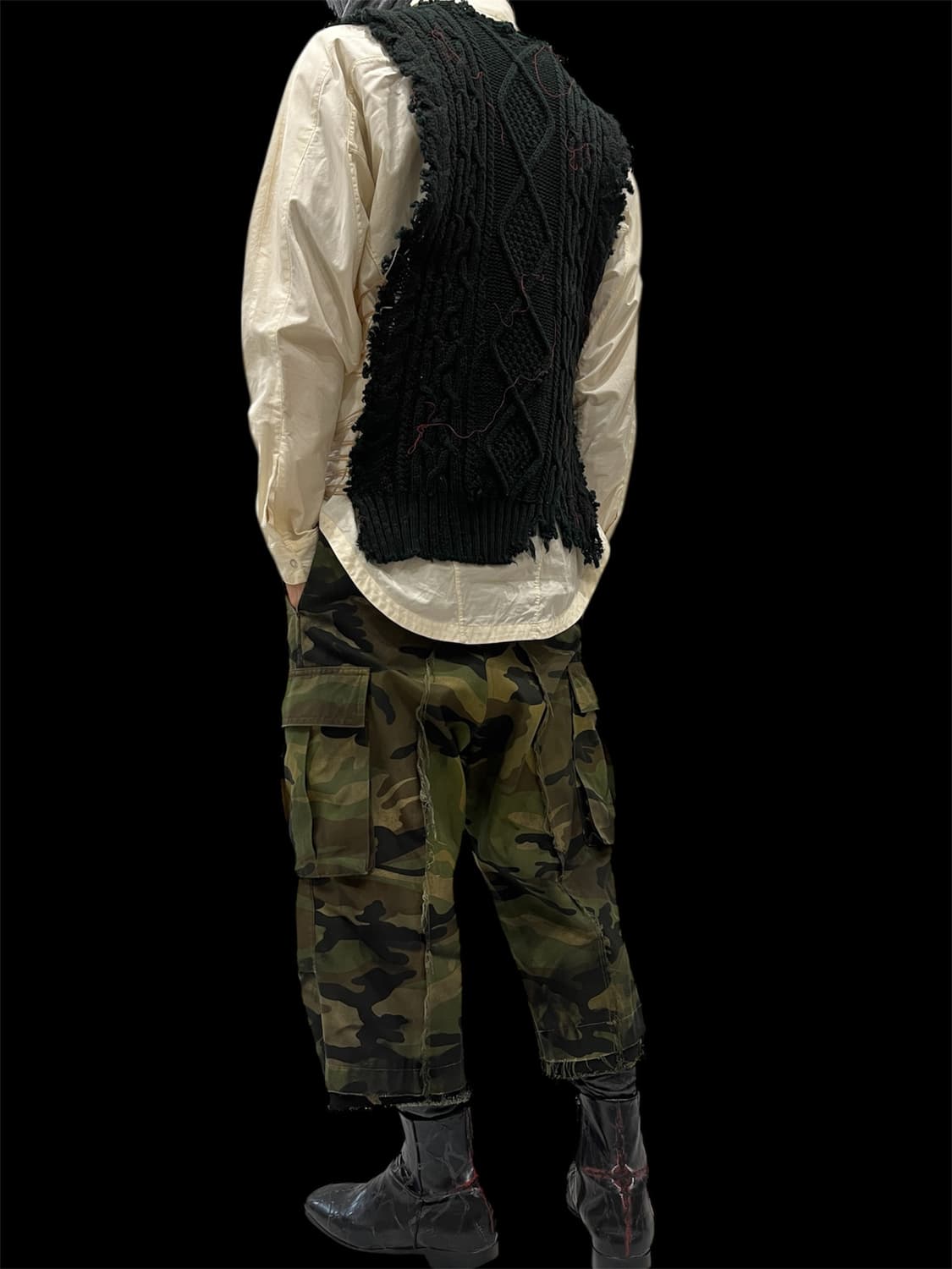 [OS] 빈티지 아카이브 데님 더블 웨이스트 컷아웃 카모플라쥬 벌룬 팬츠 상품이미지5