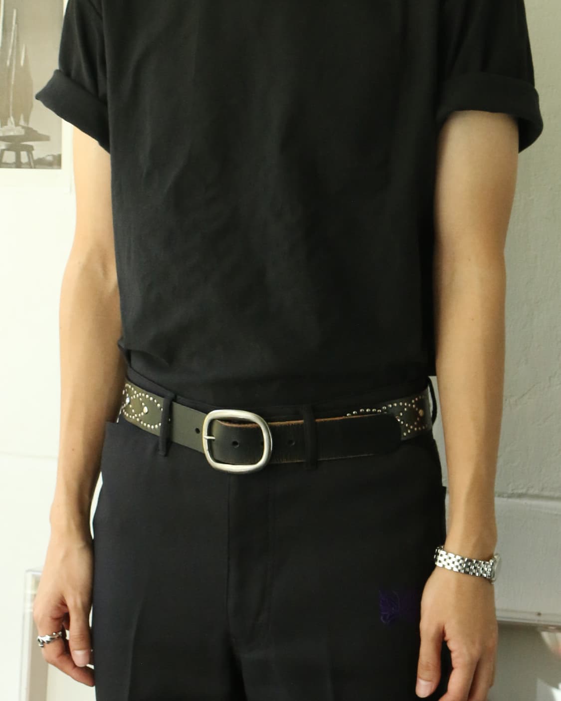빈티지 스터드 레더 벨트  상품이미지2