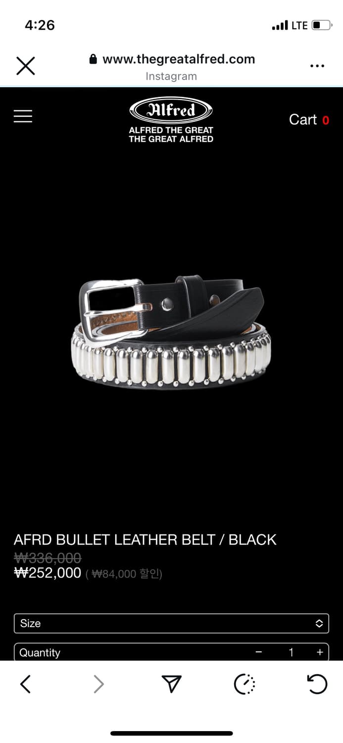 알프레드)AFRD BULLET LEATHER BELT / BLACK 상품이미지1