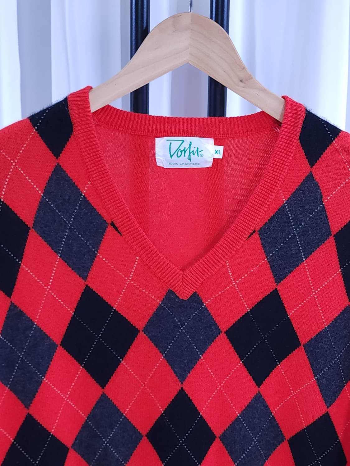 캐시미어100% 아가일 브이넥 니트 상품이미지2