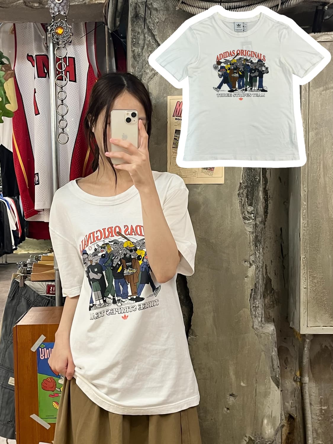 아디다스 프린팅 반팔티 화이트 L #csz528 상품이미지1