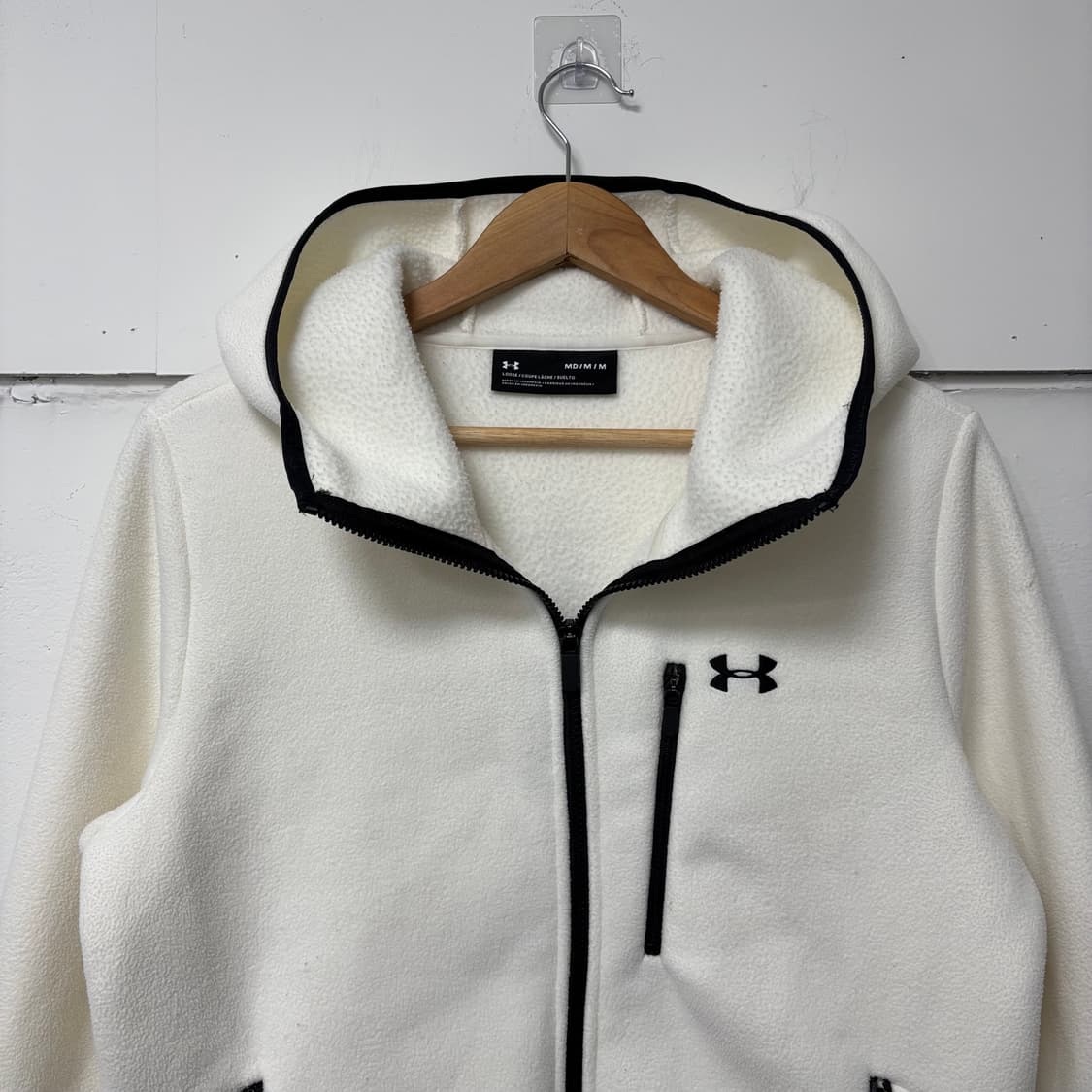 언더아머 화이트 후리스 후드집업 상품이미지2