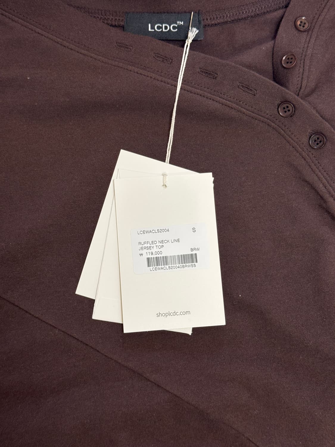 LCDC 러플 넥 저지 탑 브라운 S (텍있는 새상품) 상품이미지7