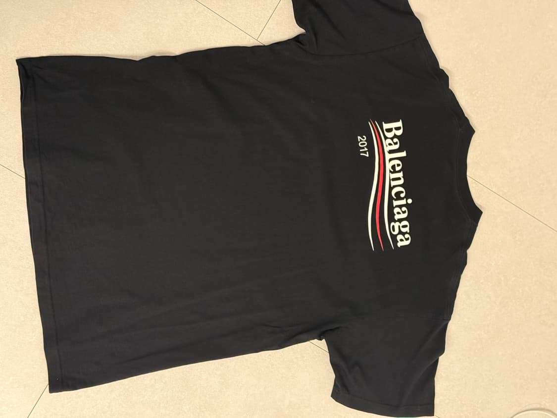 발렌시아가 2017 웨이브로고 오버핏 반팔 블랙 상품이미지4