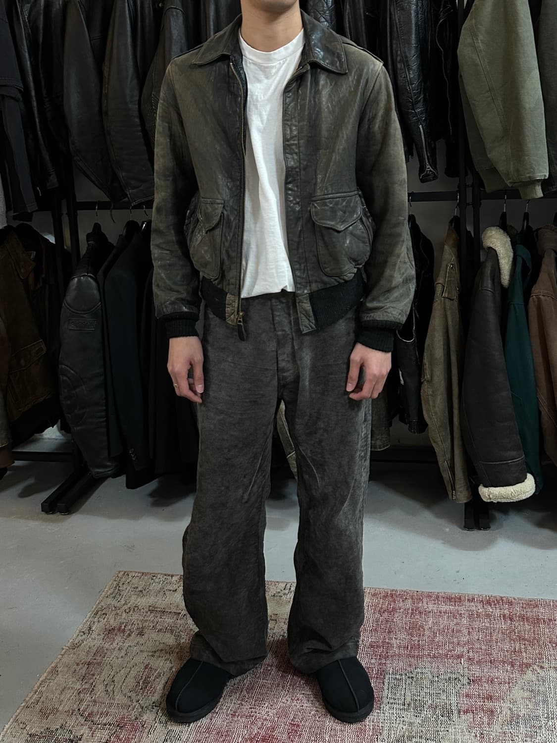 90's USA Made 아비렉스 A2 레더 봄버 자켓 상품이미지3