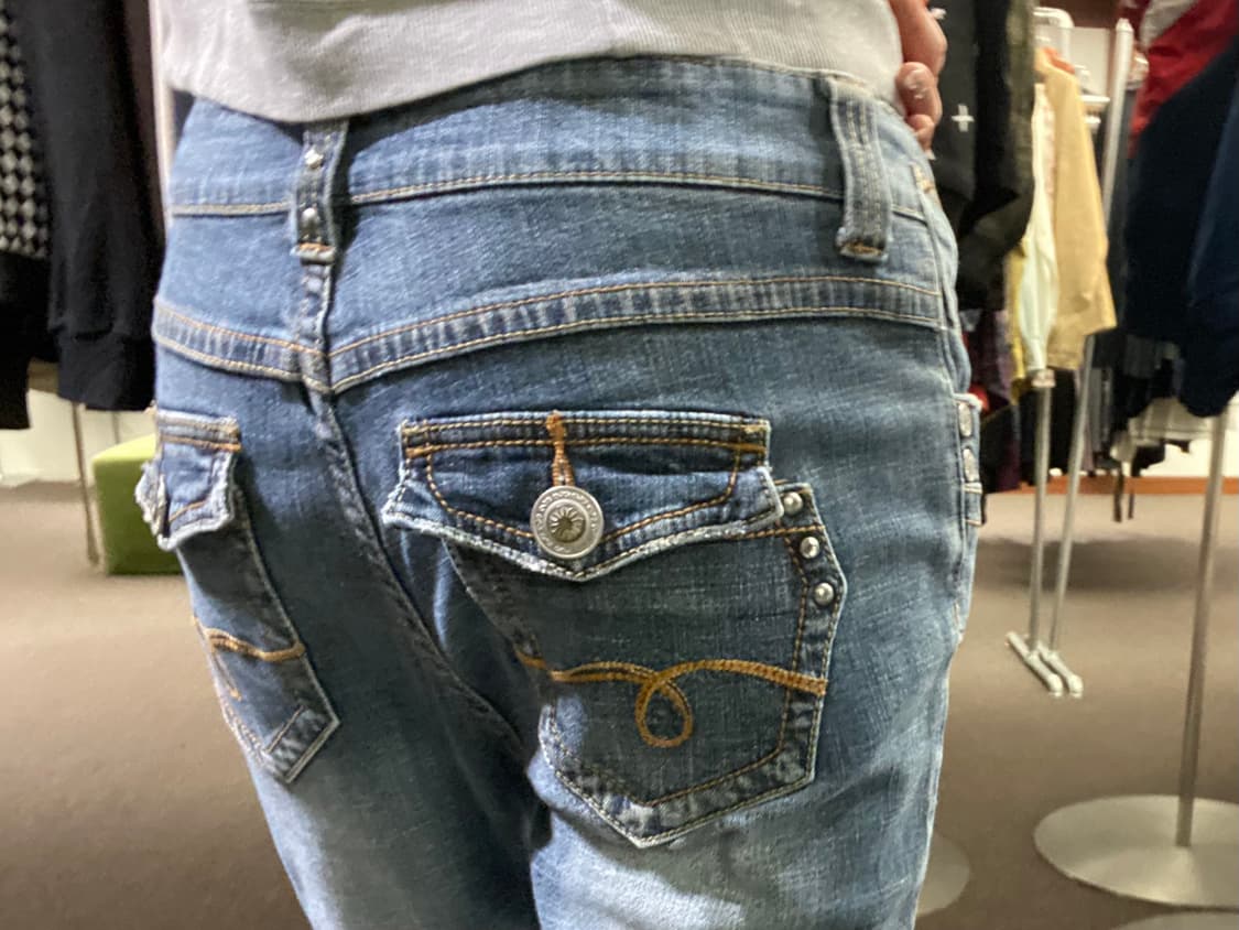 OS)Japanese vintage 여성 스터드 디테일 데님팬츠 상품이미지4