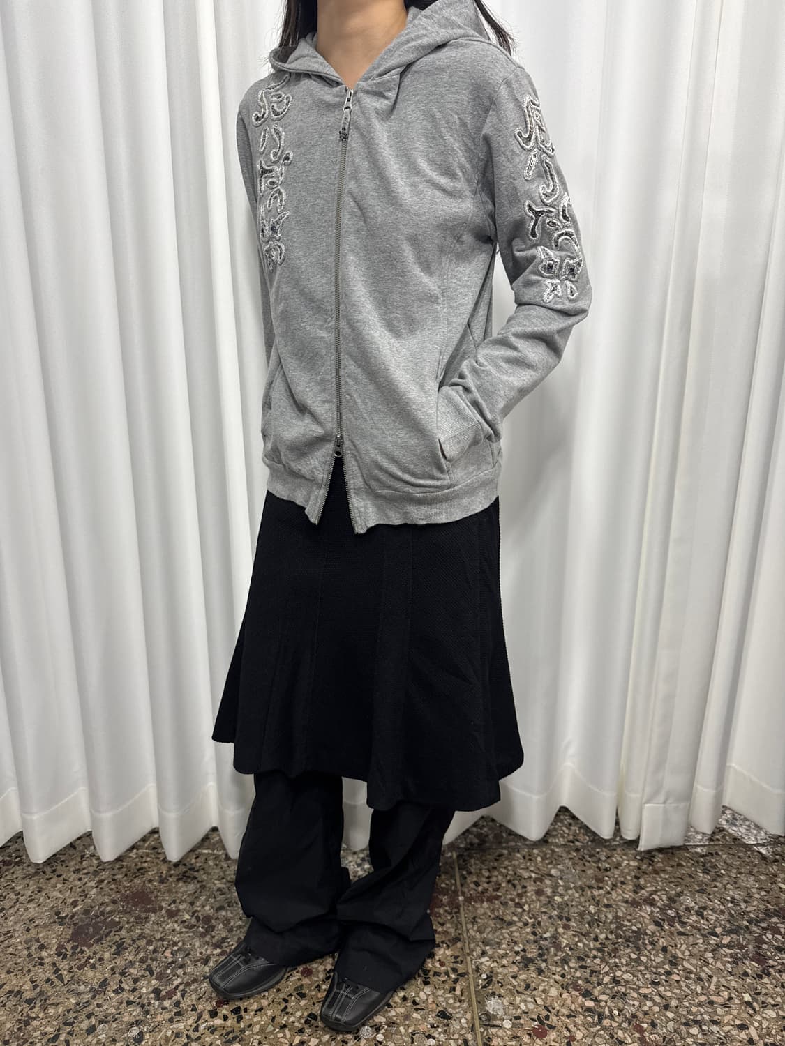 design patch hood twoway zipup 상품이미지4