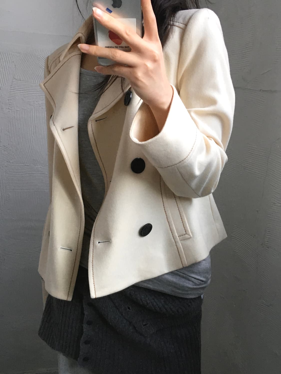 Courreges 꾸레쥬 크림 더블 브레스티드 자켓 상품이미지2